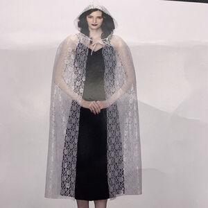 White Lace Cape with Hood for Women 51in x 29in